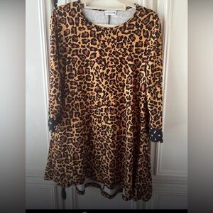 Leopard Print Swing Tunic Top - Brown/Black by Tunique